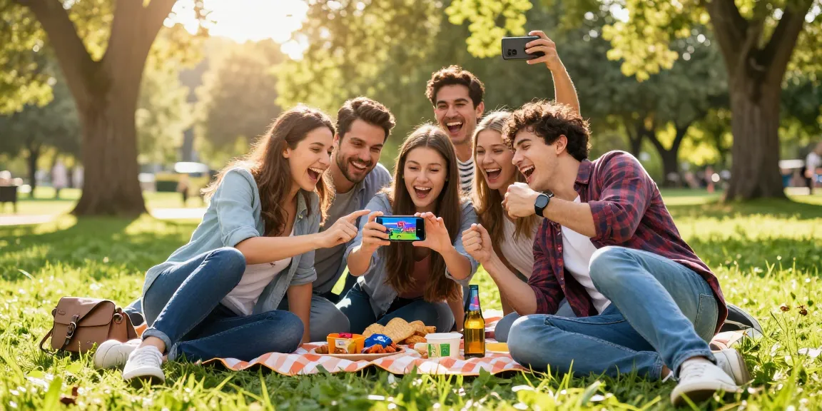 Kudaliar89 di taman, sekelompok teman bermain game bersama dengan senyum ceria.