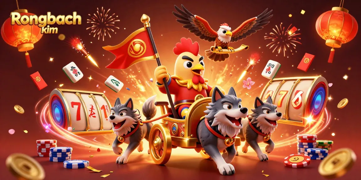Engage with Rongbach kim's thrilling slot game experience featuring a rooster warlord and immersive casino elements.