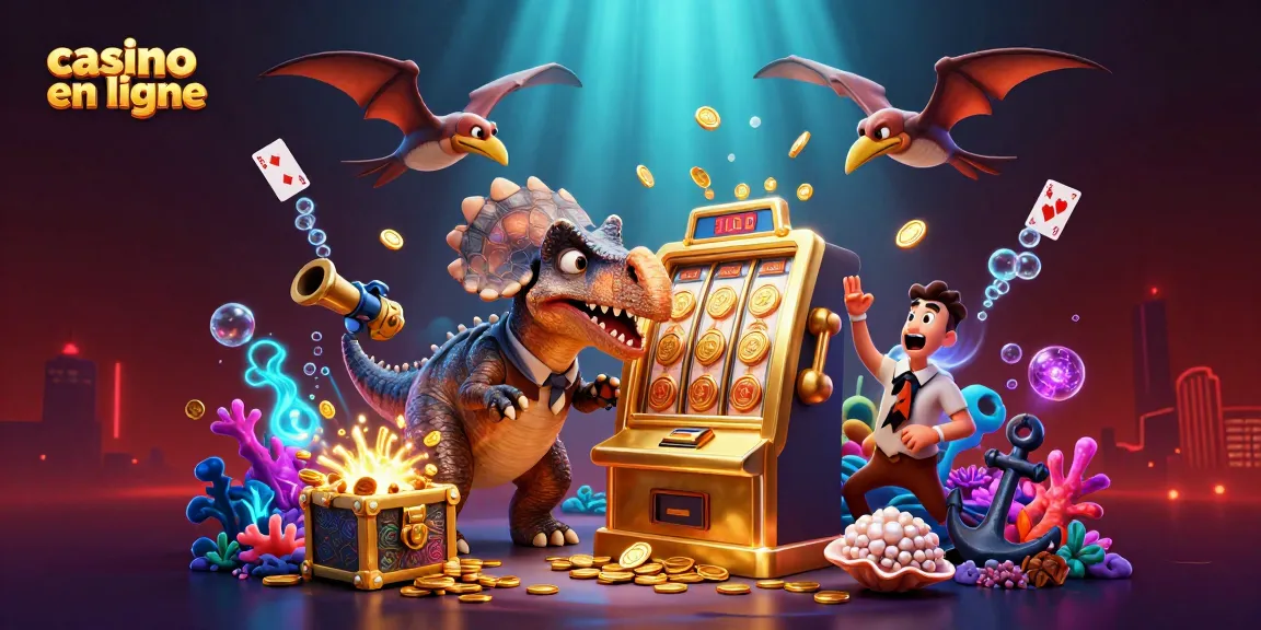 Machines à sous en ligne et jackpot explosif à travers une scène de jeu dynamique avec un pachycéphalosaure
