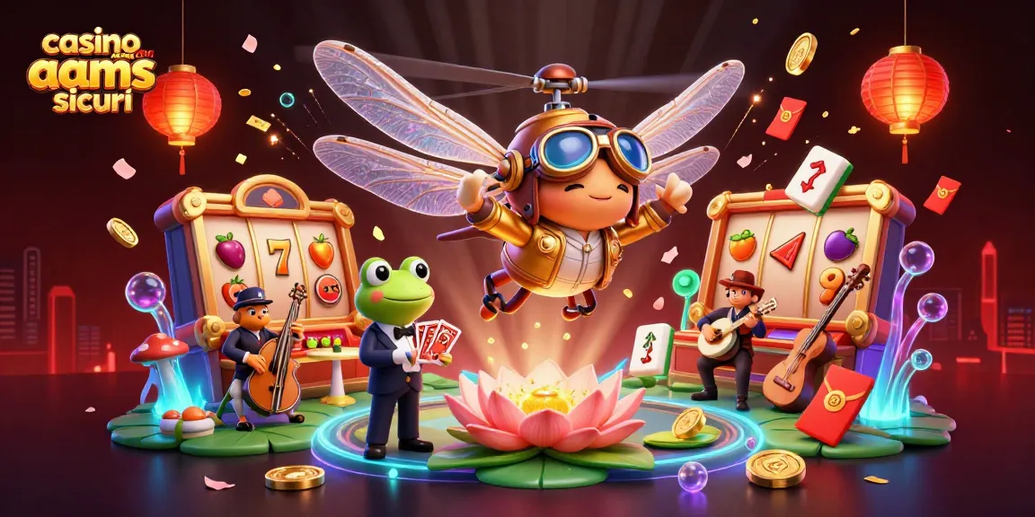Giocando nei casino non AAMS sicuri, il croupier rana distribuisce carte in un'atmosfera festosa.