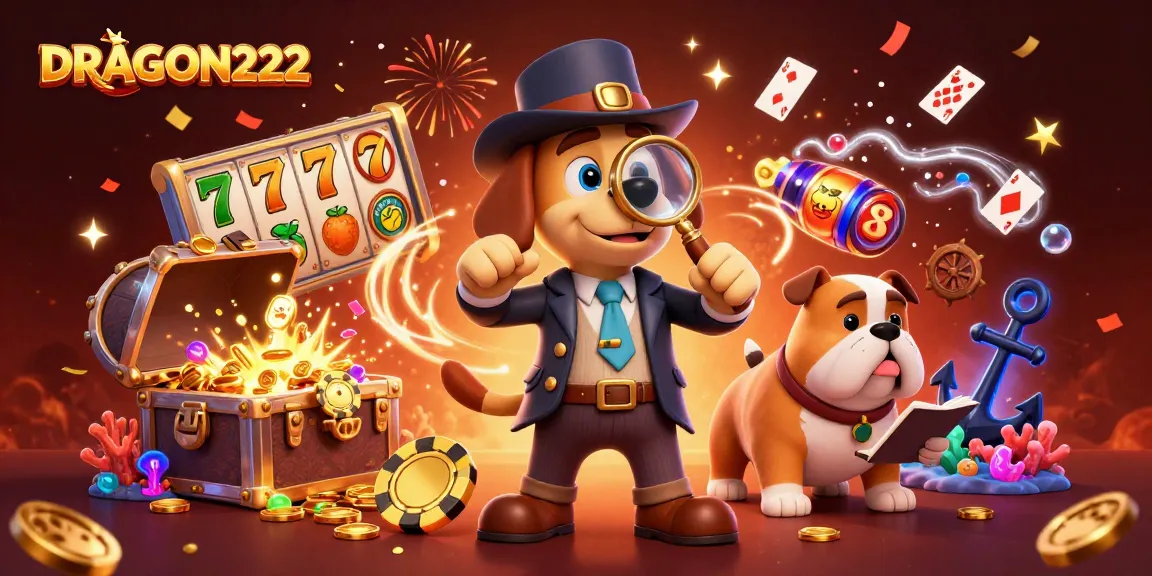 Experience gaming thrills with DRAGON222 as characters unveil treasures in a vibrant casino scene.