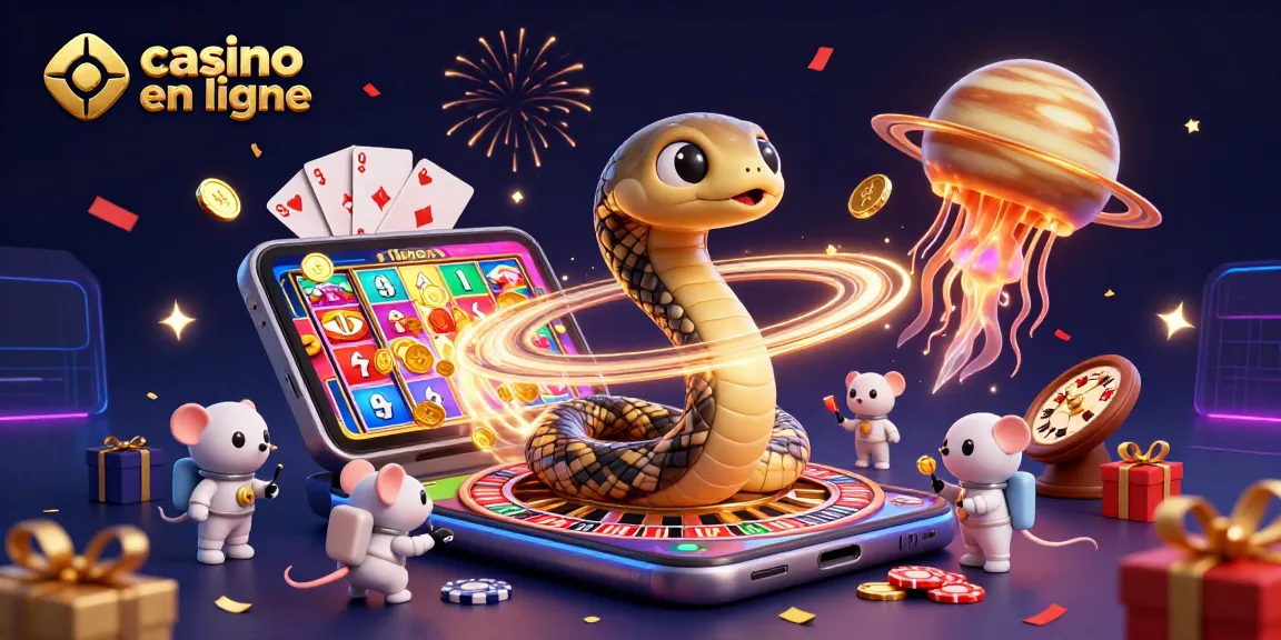 Des astronautes parient sur le casino en ligne avec des éléments de jeu colorés et festifs.