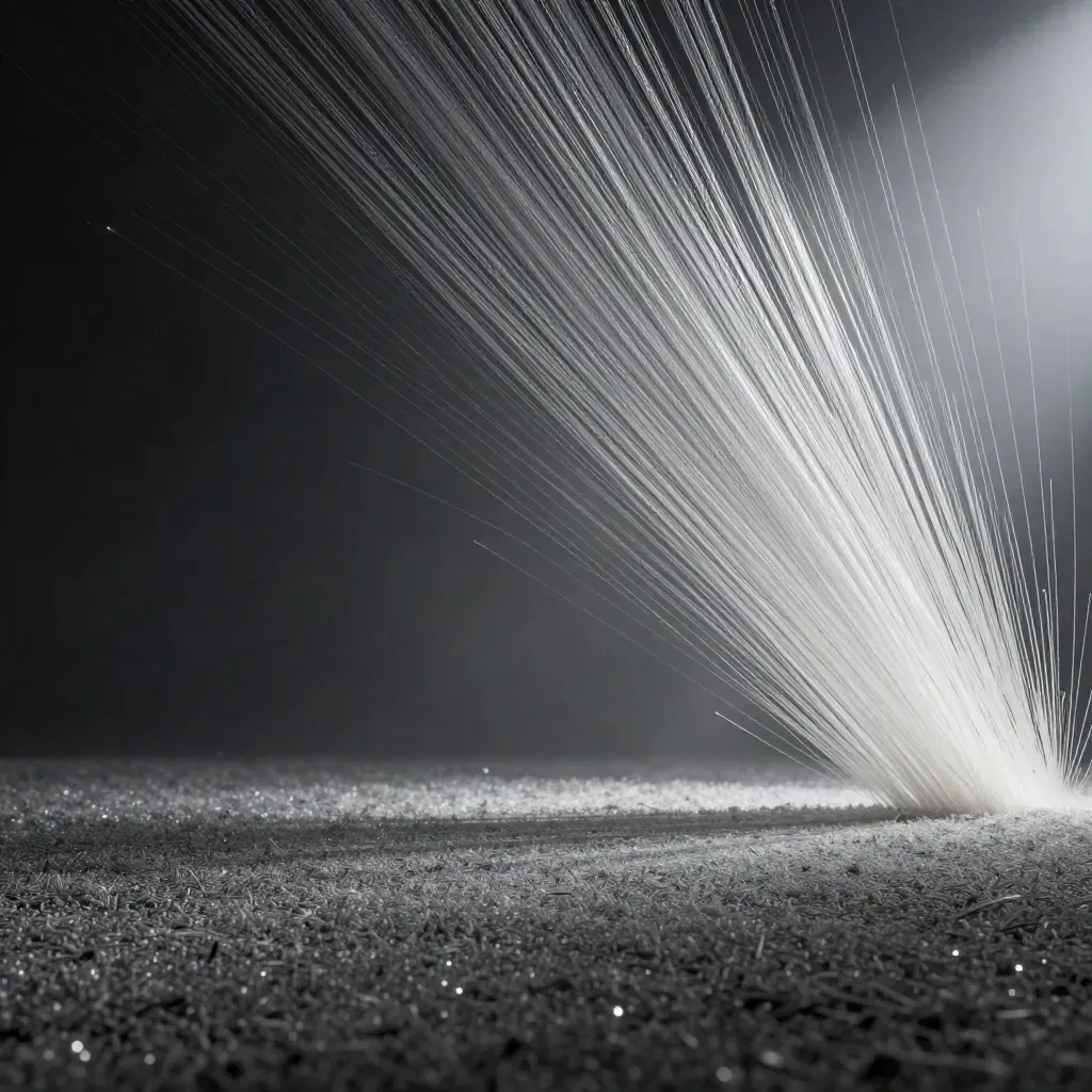 Silver light filaments converge into a soft off-centre bloom in dark graphite haze.