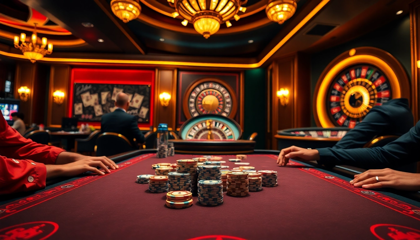 Experience thrilling action at the 68 game bài poker table with vibrant chips and cards.