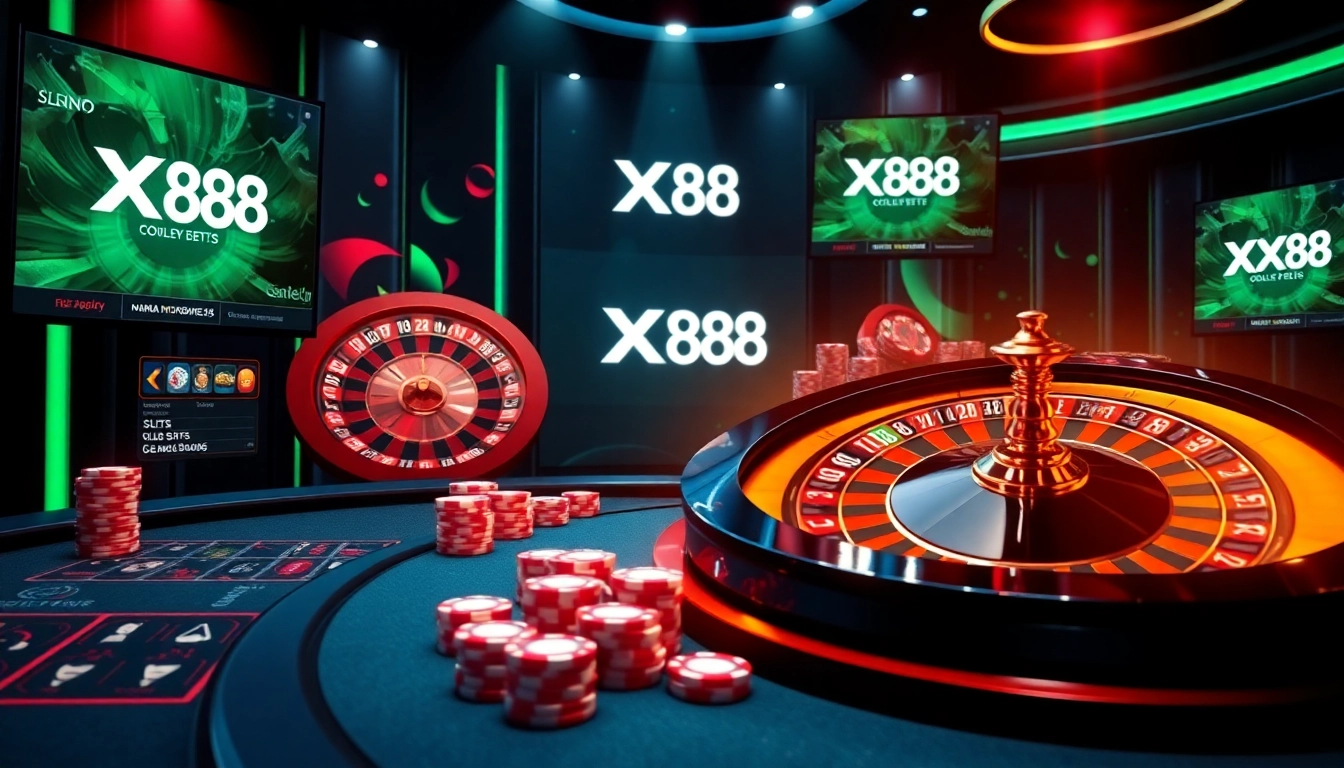 Experience thrilling gameplay at https://xx88.nl/ with vibrant casino visuals including poker chips and roulette.