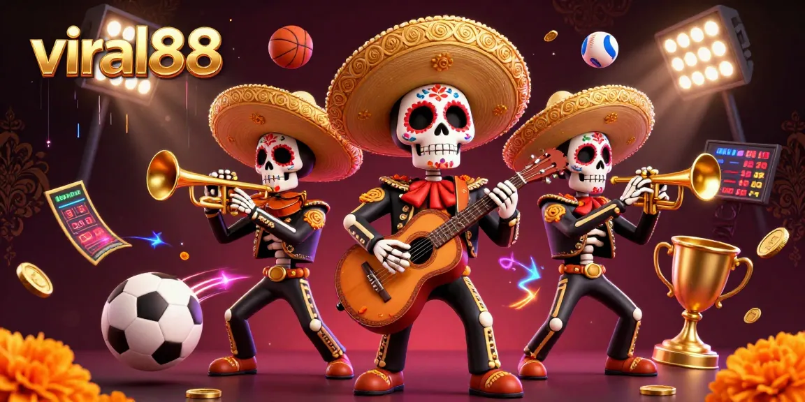 Experience thrilling gaming action with viral88 in this vibrant casino illustration featuring dynamic sports elements.