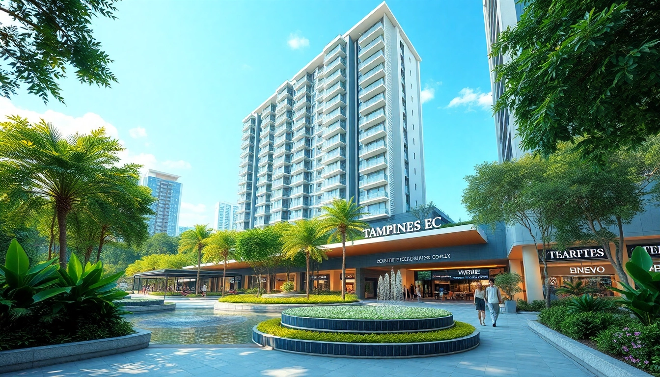 Showcasing tampines ec luxury development with modern design and lush landscaping.