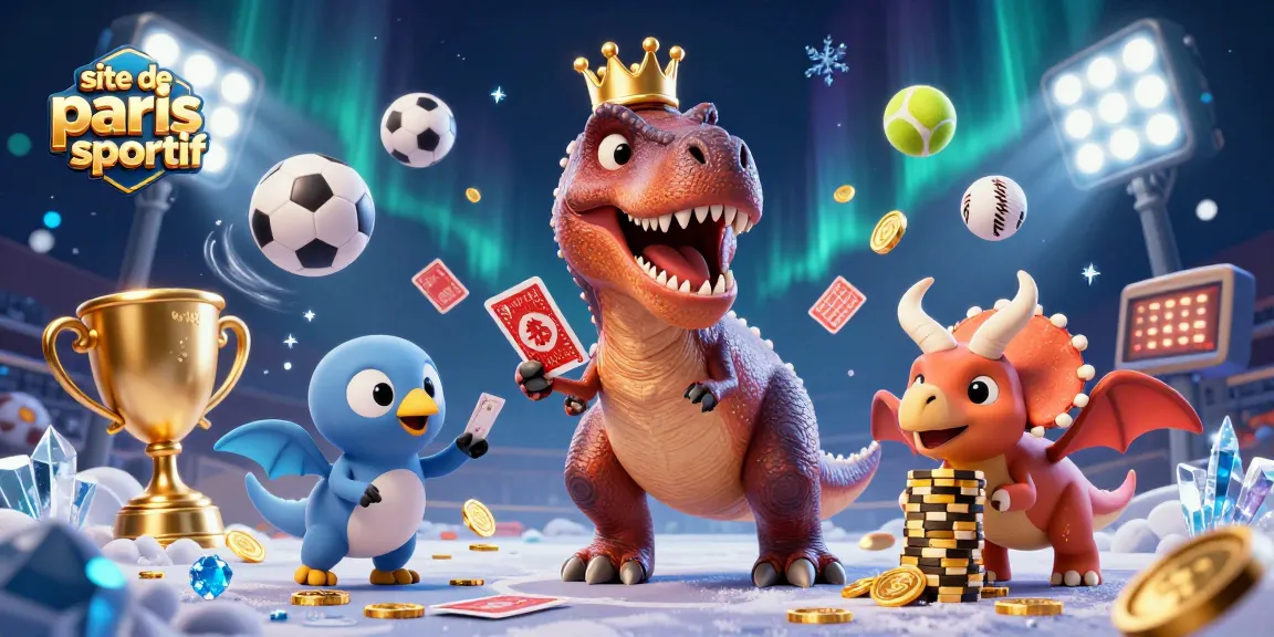 Profitez du site de paris sportif avec des dinosaures jouant aux cartes et aux jeux de société.