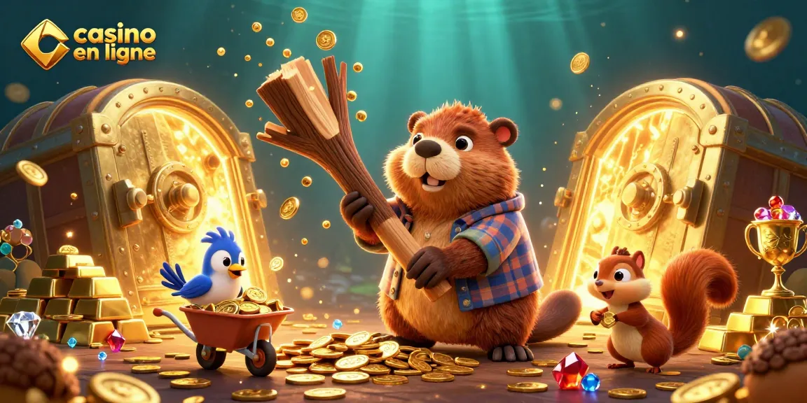 Le casino en ligne devient magique avec un castor bûcheron coupant un arbre qui fait pleuvoir des pièces d'or.