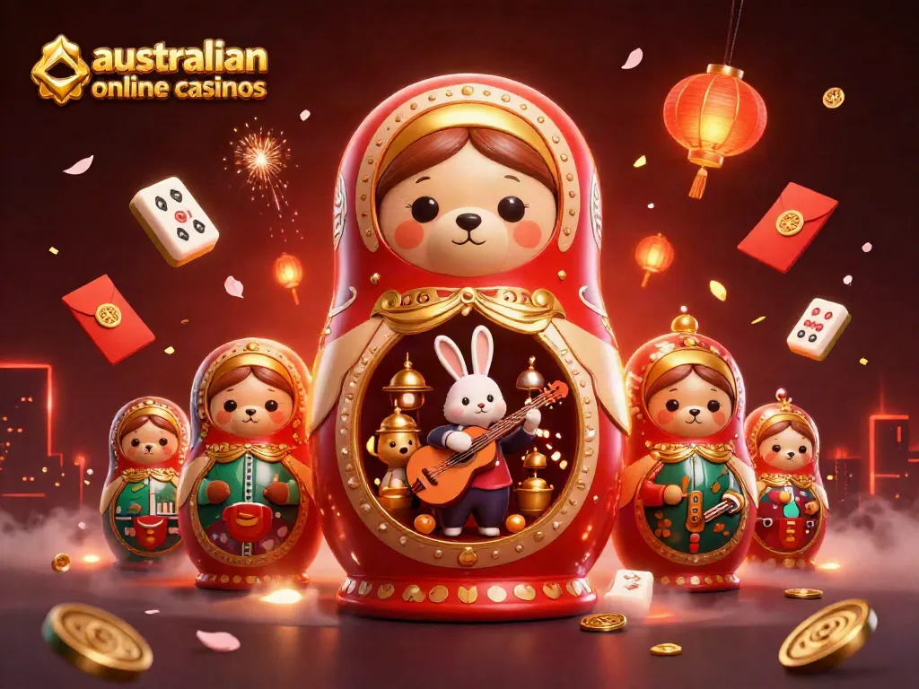Experience the vibrant atmosphere of australian online casinos through a captivating 3D illustration.