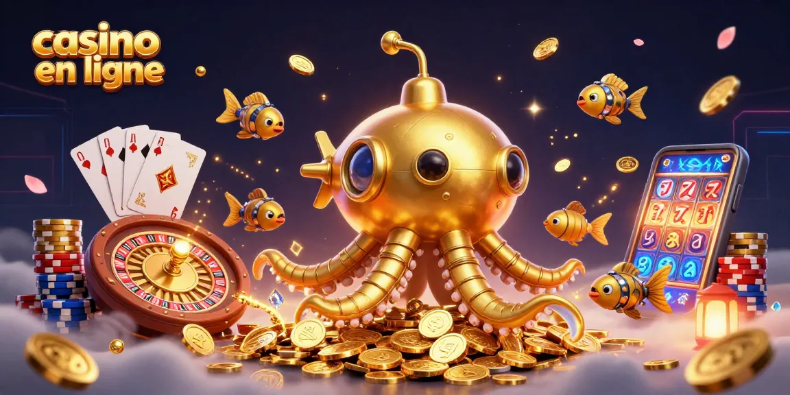 Plongez dans un univers de casino en ligne avec une illustration dynamique de pièces d'or et de cartes gagnantes.