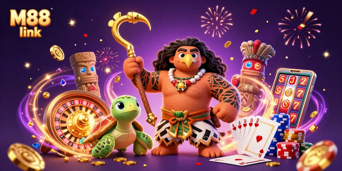 Engage in thrilling bets with M88 link, showcasing a Polynesian-demi hawk and casino magic.