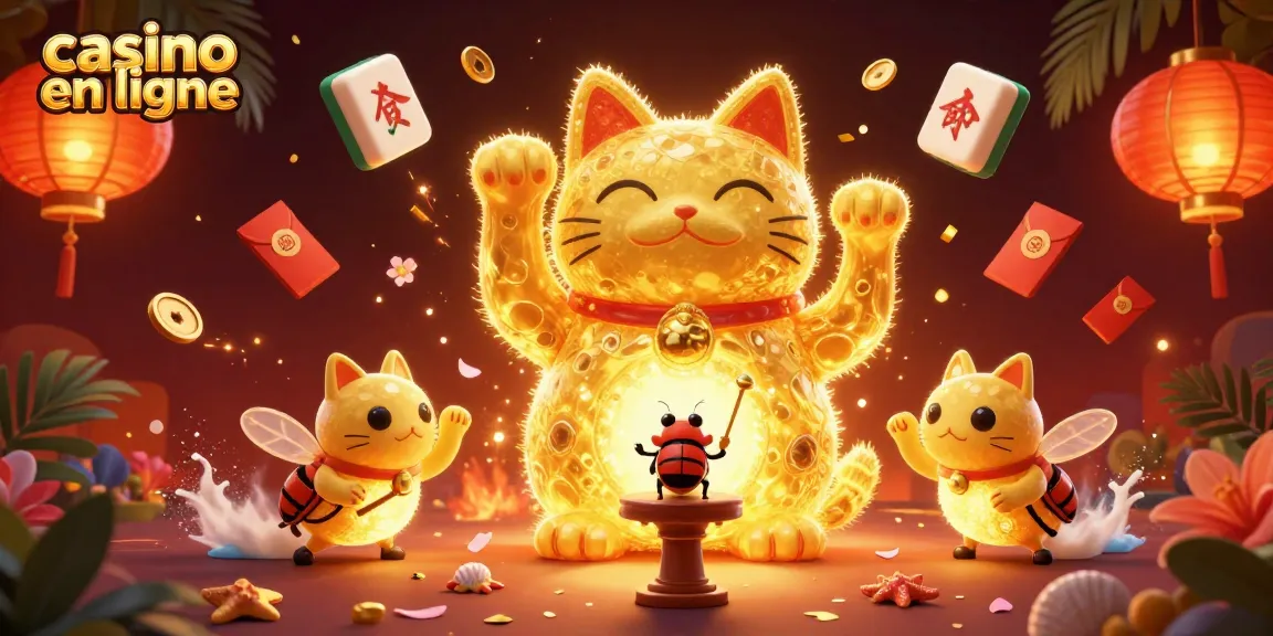 Jouer au casino en ligne avec un chat porte-bonheur entouré d'éléments de casino dynamiques.