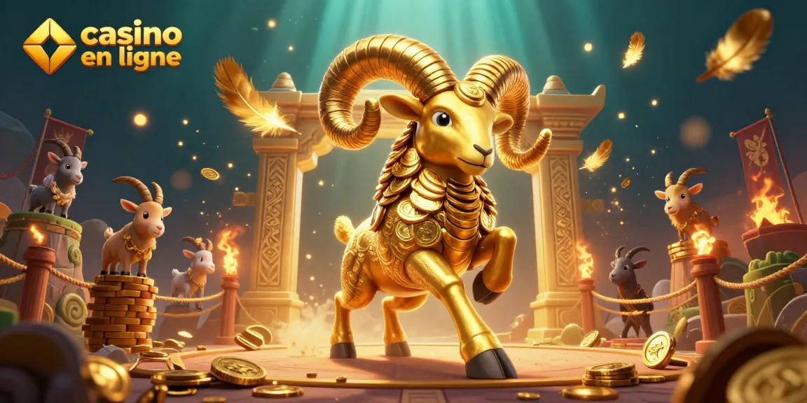 Découvrez le casino en ligne avec un bélier d'or au milieu d'une arène flamboyante.