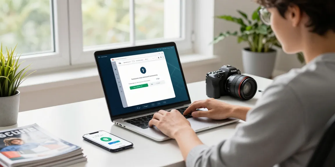 User checking browser security settings on https://shs-dome5.com/ at a modern home office, demonstrating secure online practices.