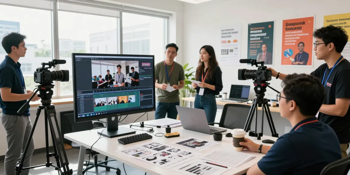 Creative collaboration scene showcasing Singapore's leading corporate video production company working on a vibrant project.