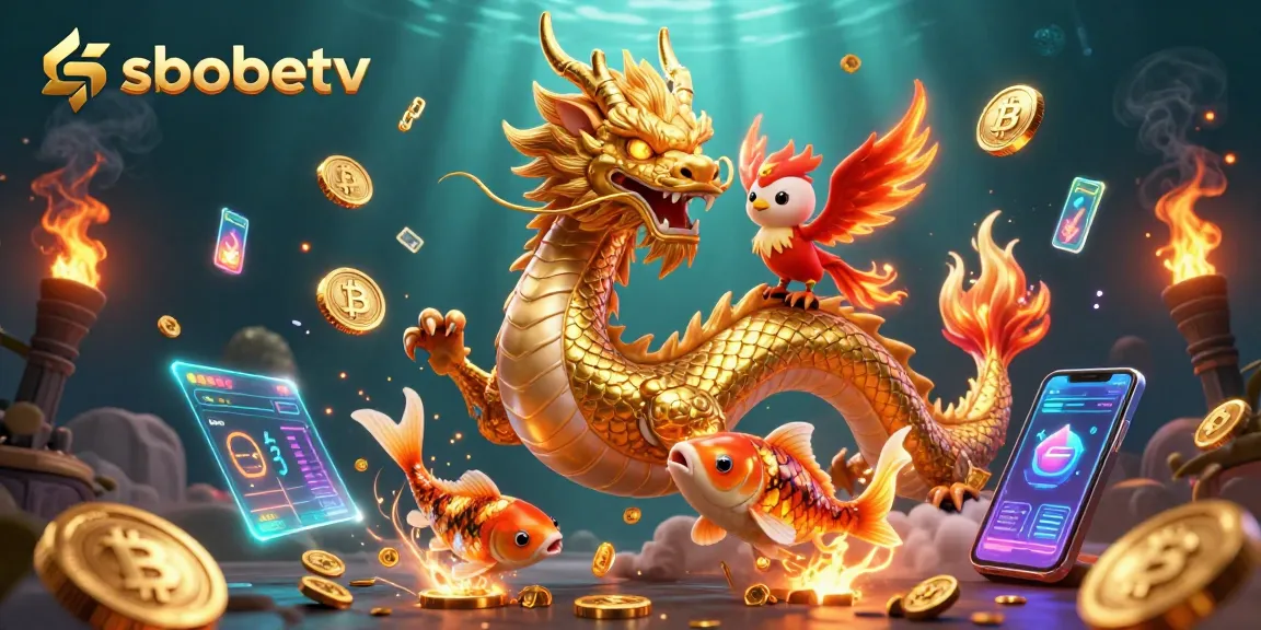 Place your bets with sbobetv's vibrant 3D casino scene featuring dynamic characters and crypto elements.