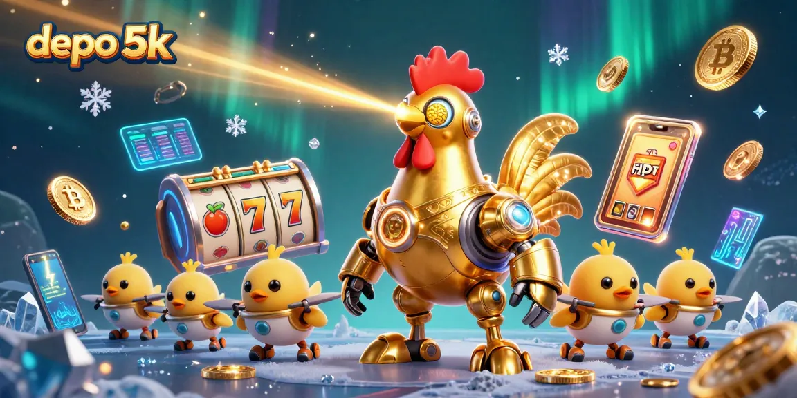 Play exciting slot games at depo 5k with vibrant characters and crypto elements.