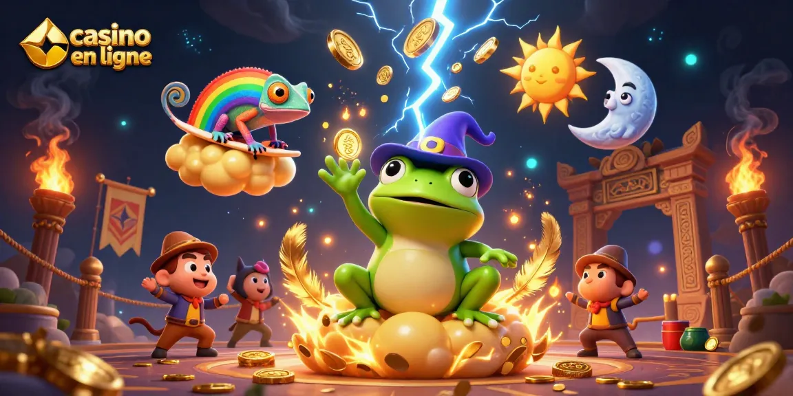 Gagnez des pièces d'or dans un casino en ligne avec un grenouille mage et un caméléon.