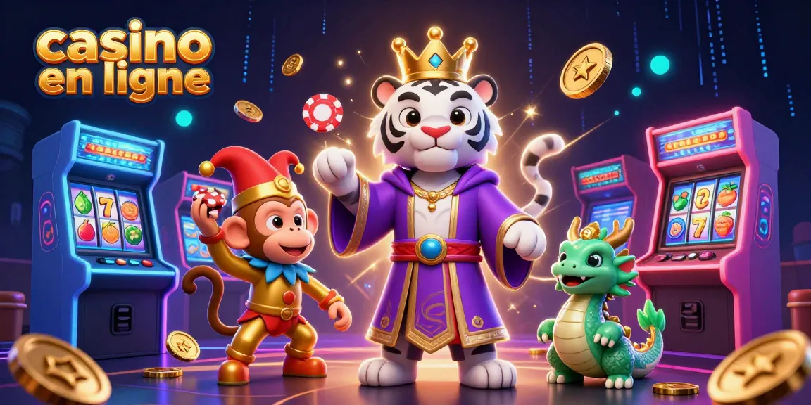 Jouer aux jeux de casino en ligne avec un tigre et un singe dans une scène animée.