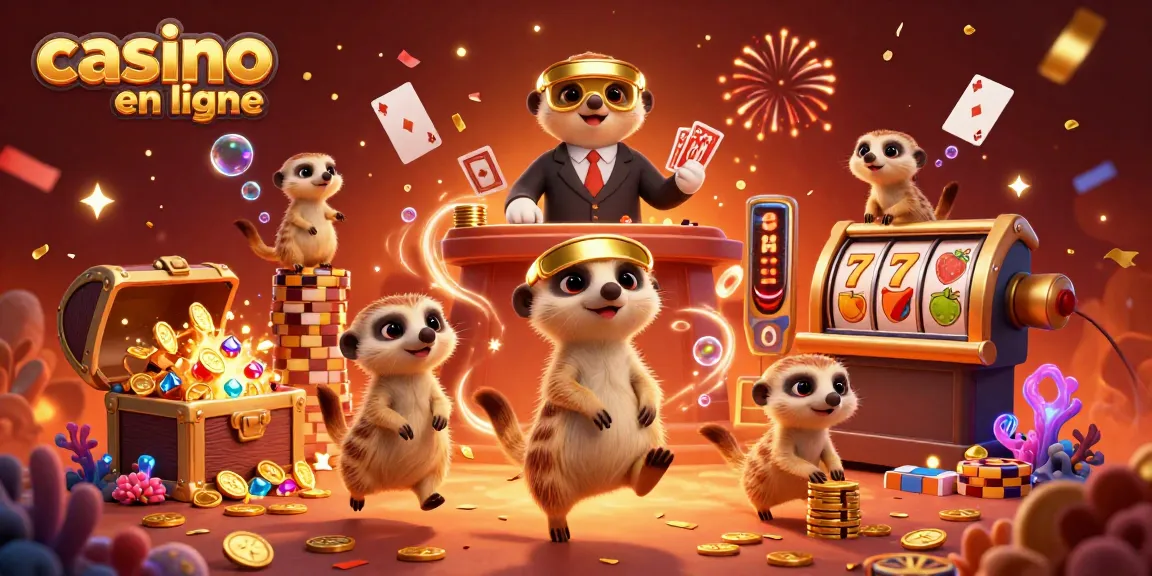 Les meerkats gèrent un casino en ligne avec des éléments de jeu colorés et dynamiques.