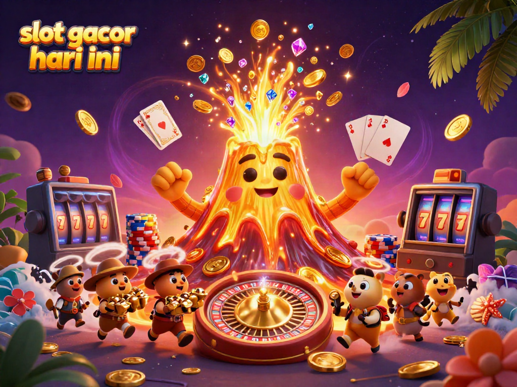 Visualisasi permainan slot gacor hari ini dengan karakter unik dan banyak aset kasino yang menarik.