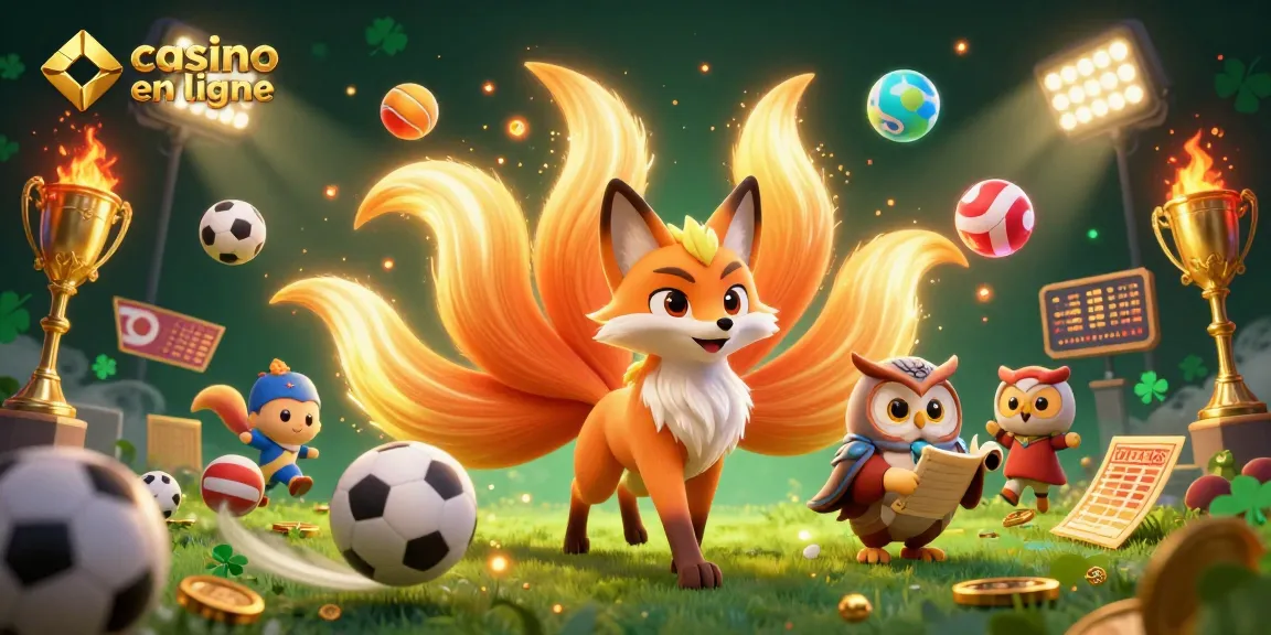Jouer dans un casino en ligne avec un renard à neuf queues et un hibou sage, entourés d'éléments de jeu.