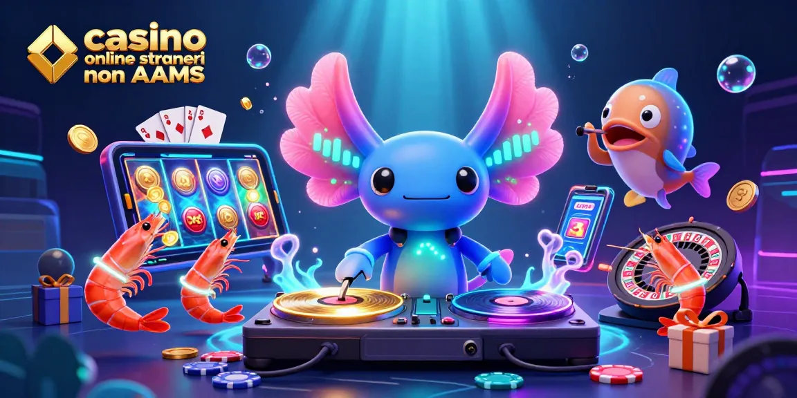 Scopri emozioni nei casinò online stranieri non AAMS con un DJ axolotl animato e giochi scintillanti.