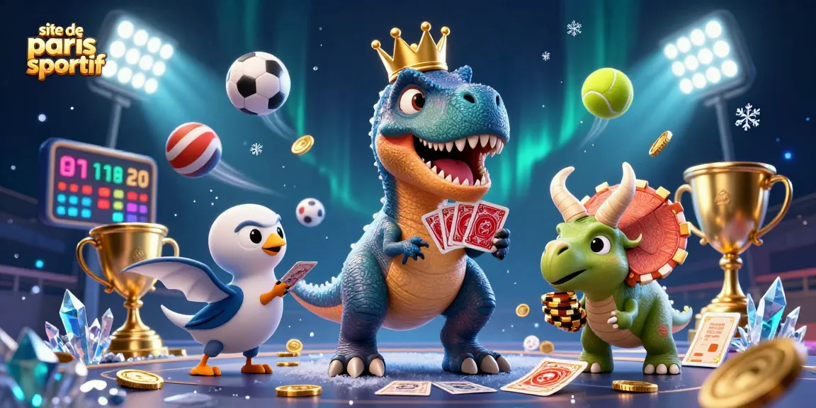 Pariez sur le site de paris sportif avec une illustration dynamique de jeu en 3D, affichant une ambiance festive.