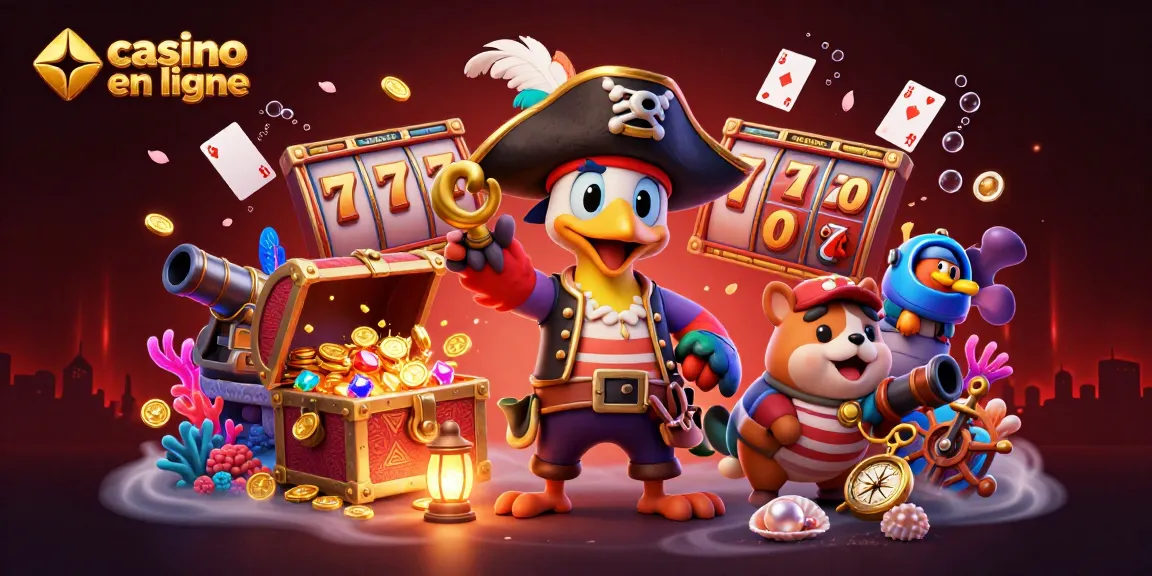 Plongez dans le monde dynamique du casino en ligne avec des personnages de pirates et des trésors éclatants.