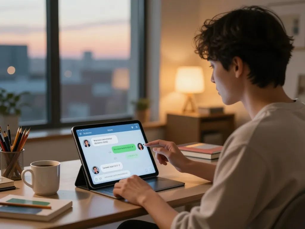 Engaging NSFW AI chat interaction in a cozy, digital workspace setting.