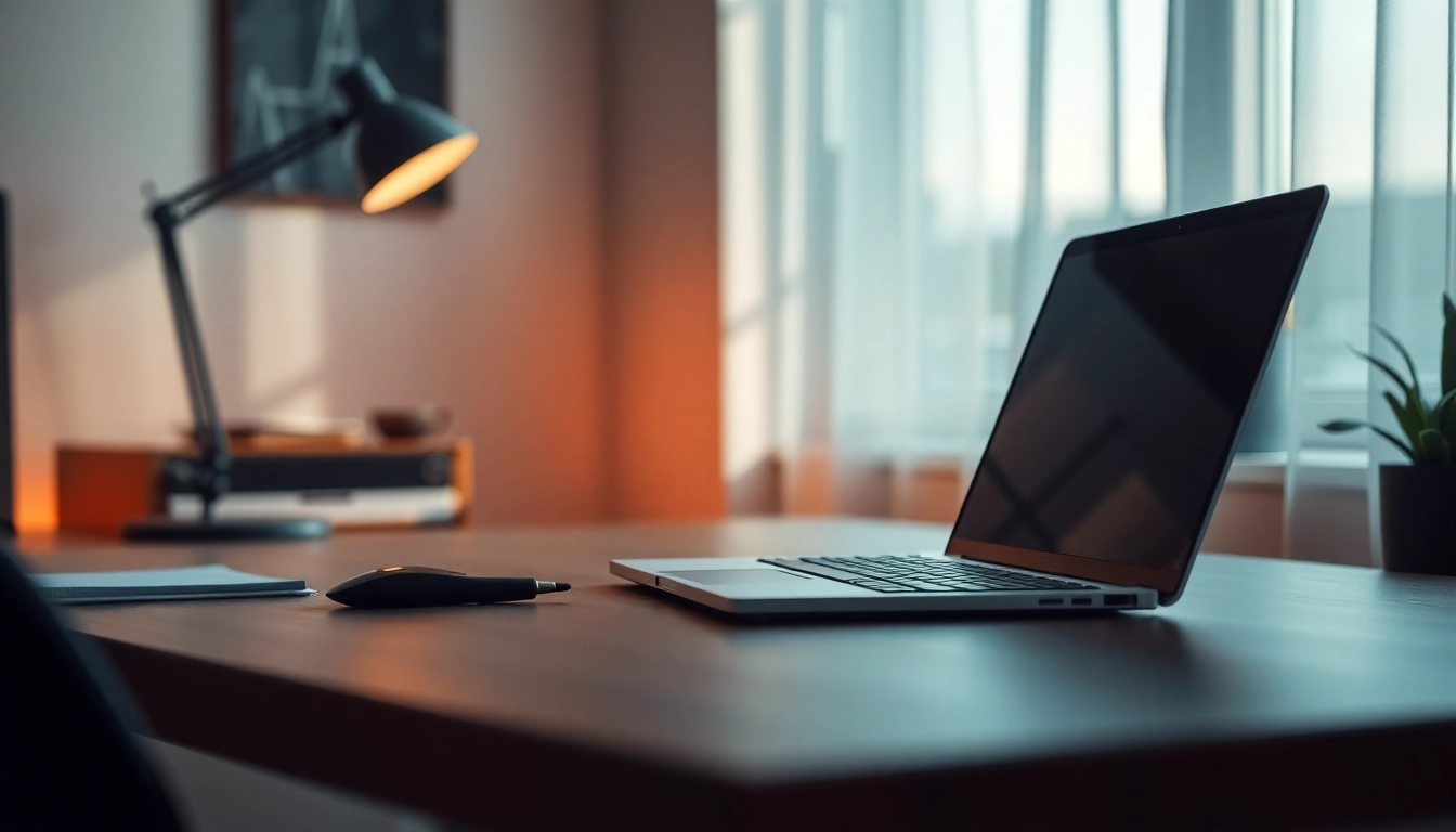 Black screen tool 'schermo nero' showcased in a modern workspace setting.