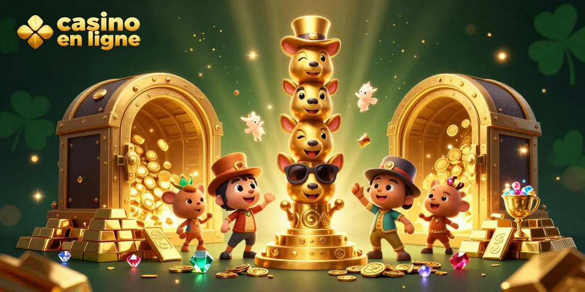 Jouez à des jeux de casino en ligne avec le totem gagnant illuminé par la richesse.