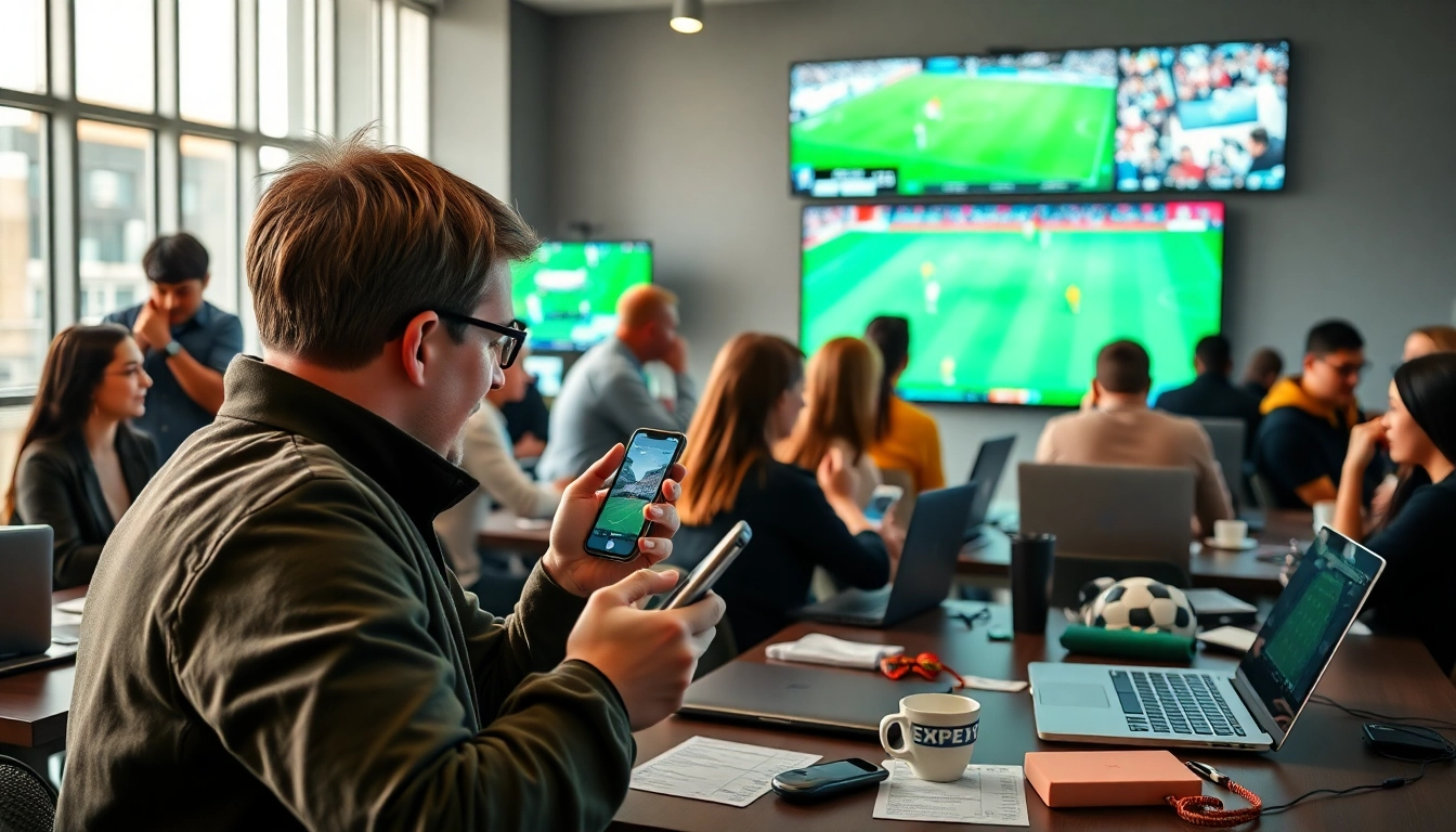 Engaging scene depicting best online sportsbooks India featuring diverse individuals placing bets.