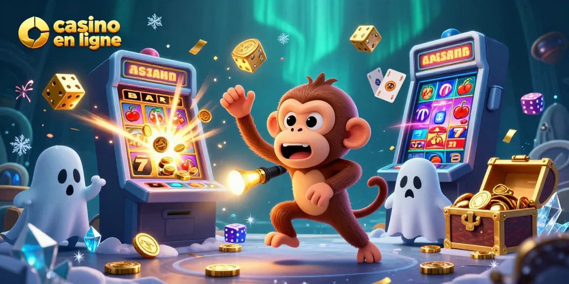 Plongez dans un casino en ligne avec un singe fantomatique jonglant des pièces d'or autour d'un énorme jackpot.