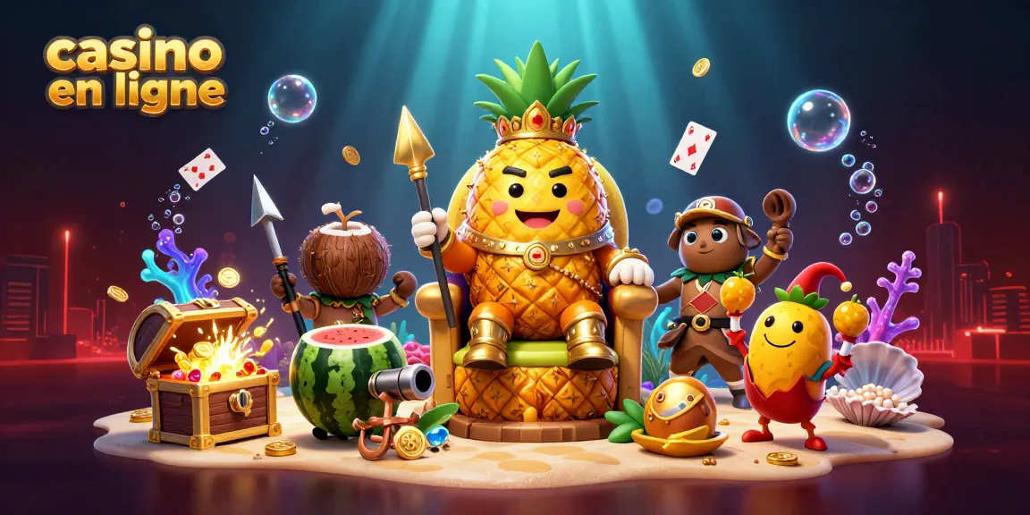 Plongez dans l'univers captivant du casino en ligne avec le roi ananas et ses gardes exotiques.