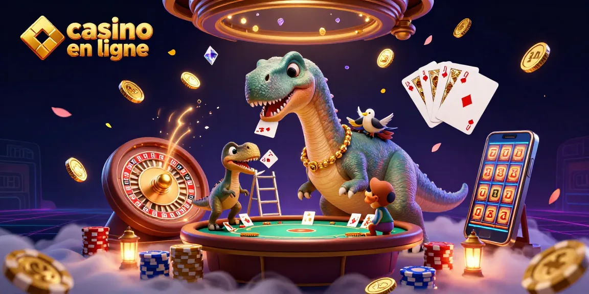 Jouez au casino en ligne avec un brontosaurus fantastique et des éclats de jetons animés.