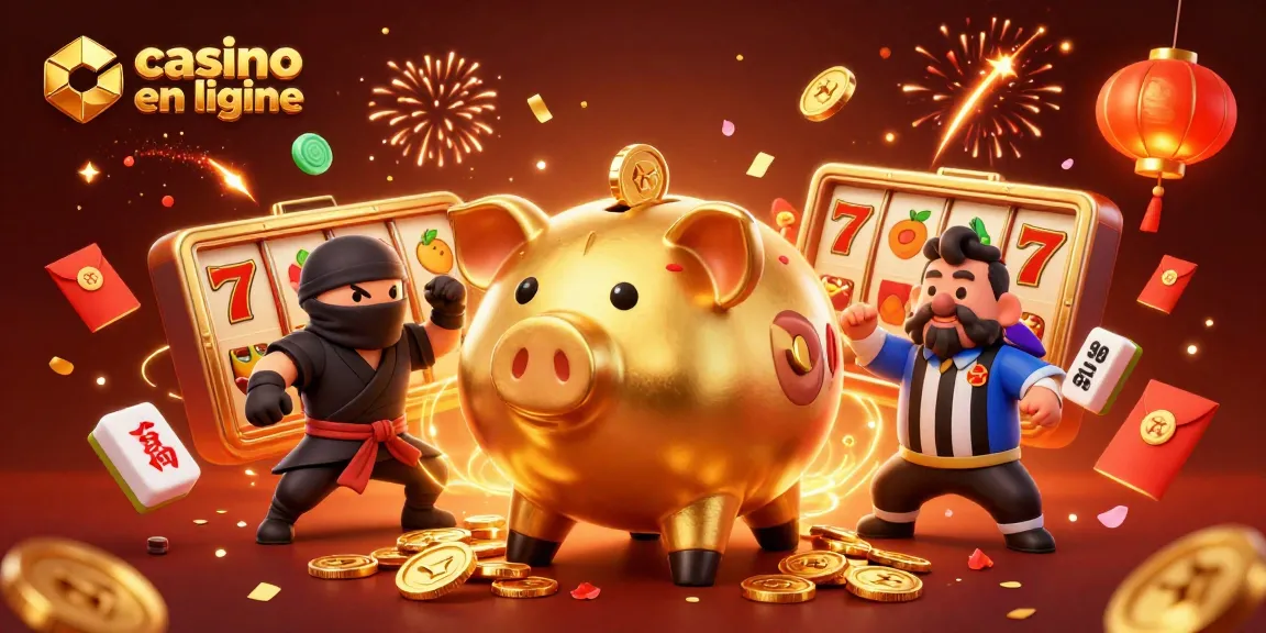 Profitez des meilleurs jeux de casino en ligne avec une illustration de personnages animés.