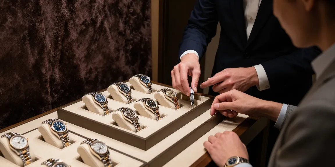 Showcasing luxury rolex replica watches in an exclusive boutique setting