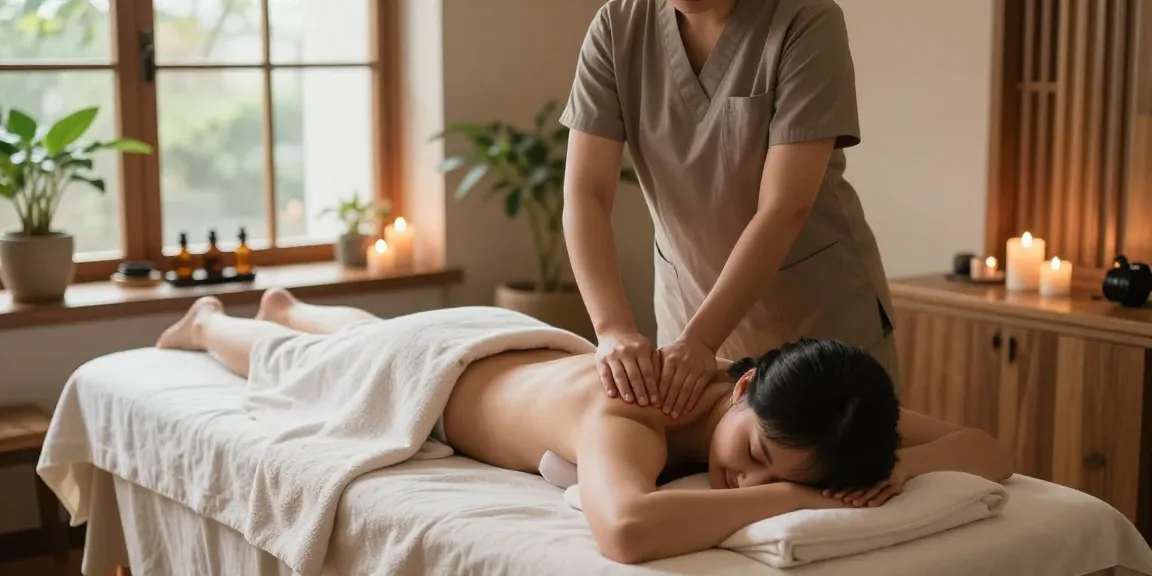 Swedish massage therapy session with a therapist and client in a serene spa setting.