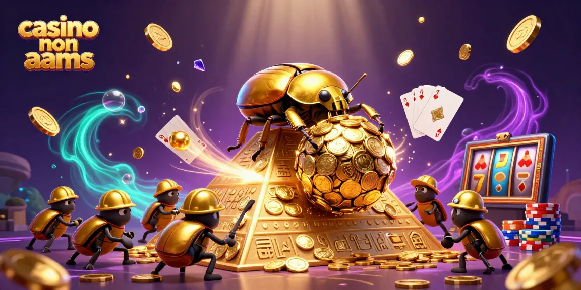Gioca al casino non aams con design di scarabei dorati e simboli di casinò antichi.