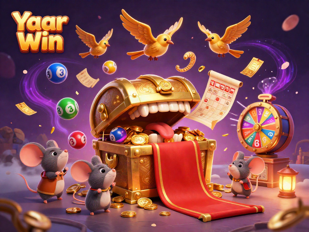 Engage with Yaar Win's vibrant gaming universe, featuring colorful lottery balls and dynamic elements.