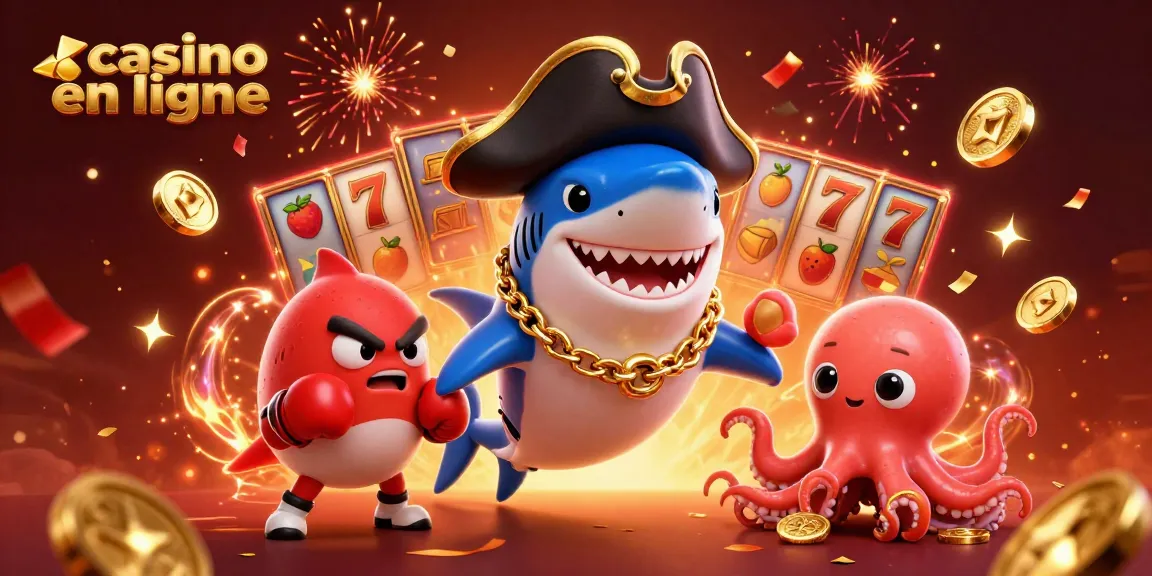 Profitez d'un moment excitant dans un casino en ligne avec ce requin pirate 3D et son octopus chanceux.