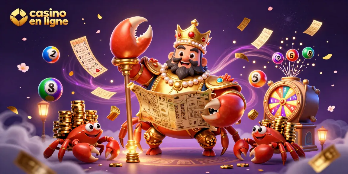 Gagnez avec le casino en ligne grâce à une illustration dynamique de jeux de loterie et de cartes.