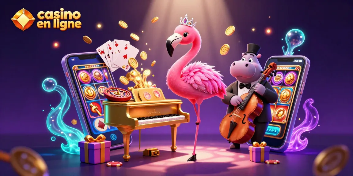 Vivez l'excitation des jeux au casino en ligne avec notre illustration dynamique et colorée.