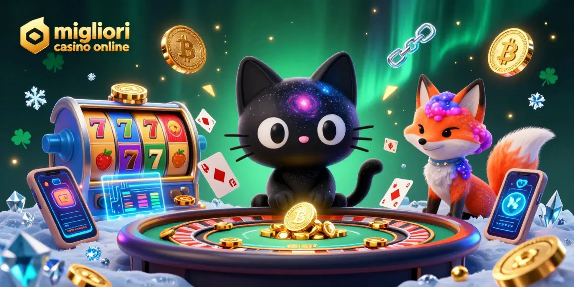 Il gatto nero a buco nero che attrae fiches e carte, migliori casino online in un'illustrazione vivace.