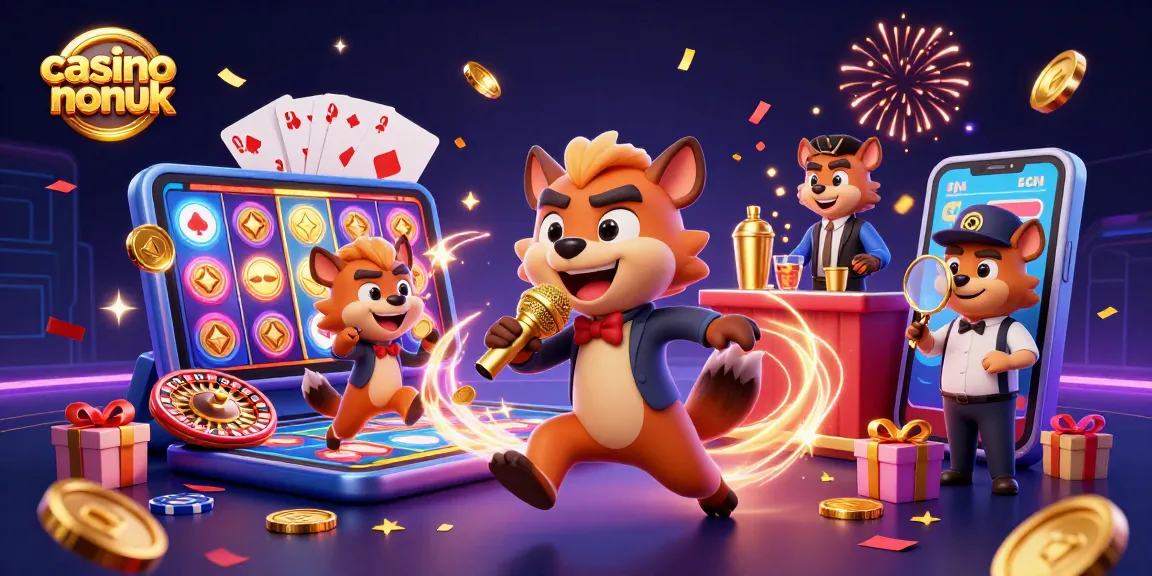 Engaging illustration showcasing casino non uk themed hyena characters in a vibrant comedy casino scene.