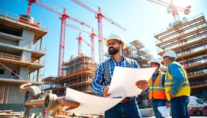 Showcasing a New York Commercial General Contractor overseeing a construction project with professionals.