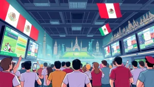 Experience the excitement of the best sportsbooks in Mexico with vibrant bettors and cultural elements.