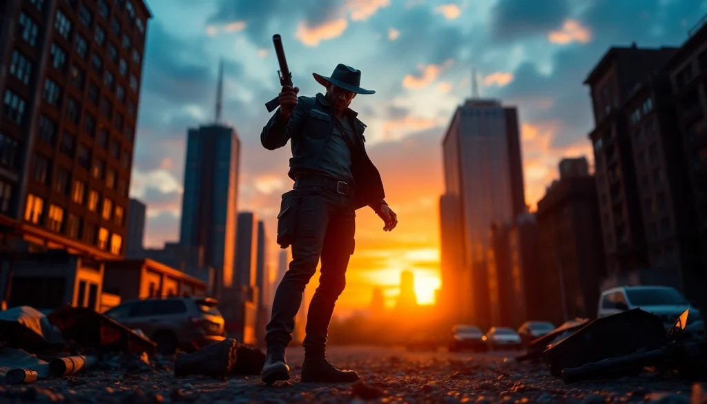 Action-packed scene with a vigilante embodying the essence of Like Reacher.